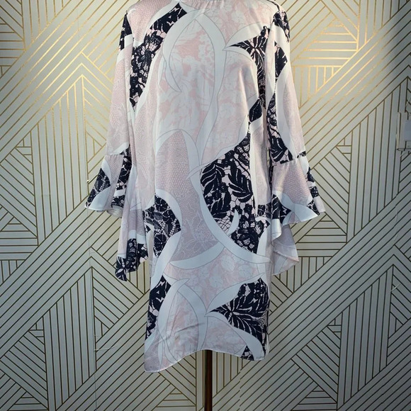 Bar III Ruffle-Sleeve Shift Dress in Pink Combo - Picture 5 of 12